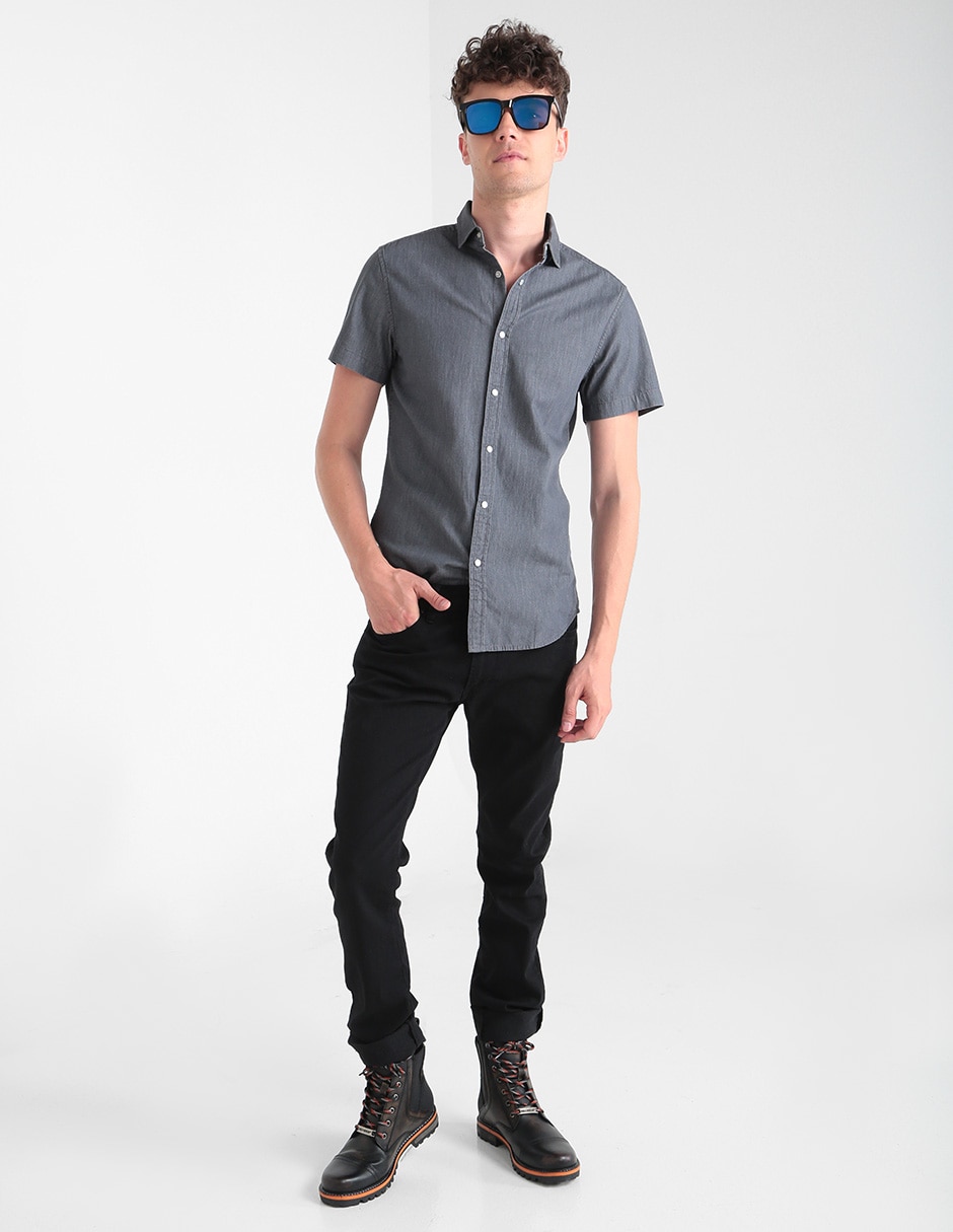 Jeans skinny lavado claro para hombre 3