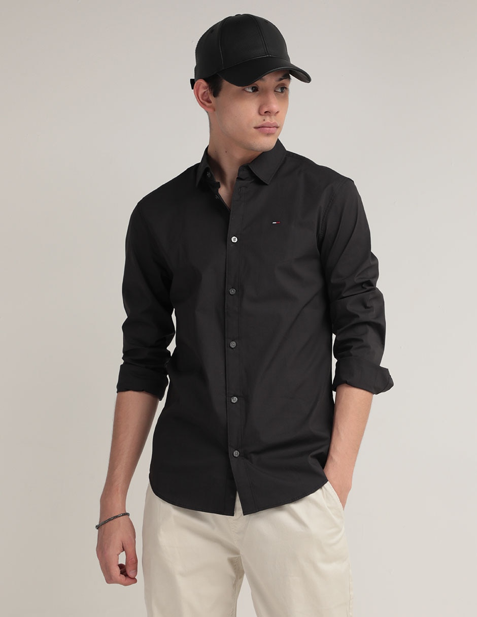 Camisa casual de algodón manga larga para hombre Camisa casual de algodón manga larga para hombre
