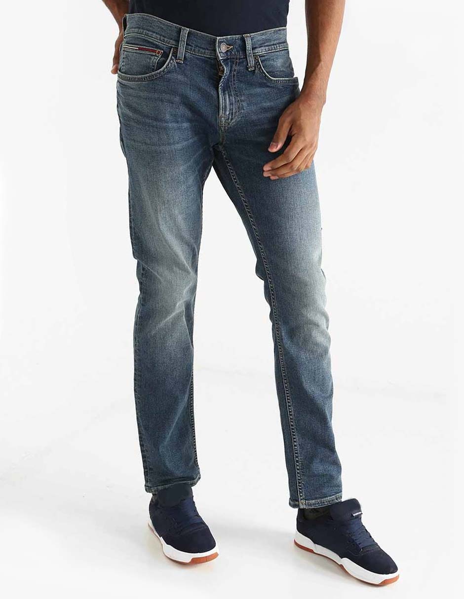Jeans slim lavado desgastado para hombre