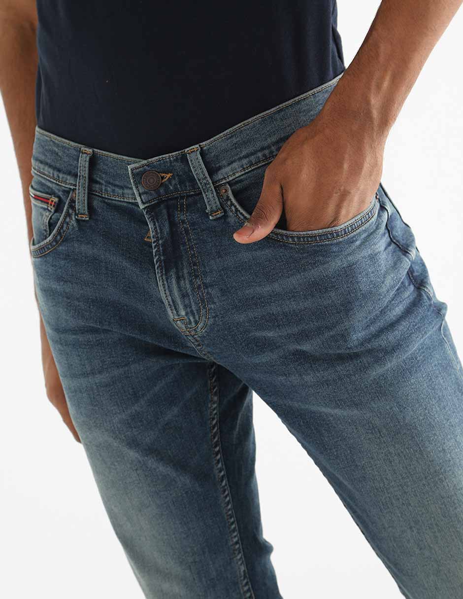 Jeans slim lavado desgastado para hombre 4