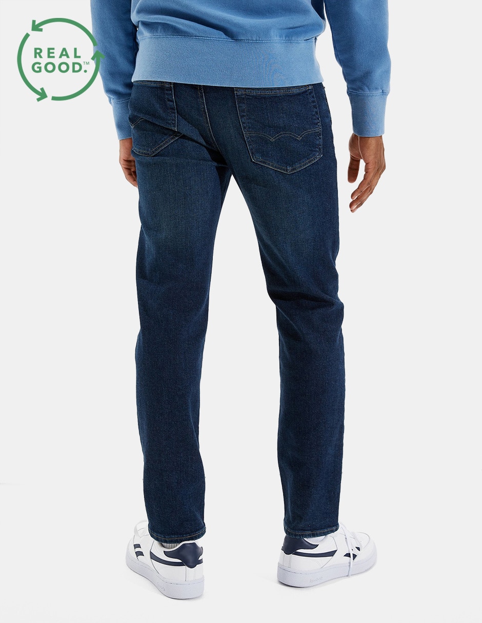 Jeans straight lavado obscuro para hombre 4