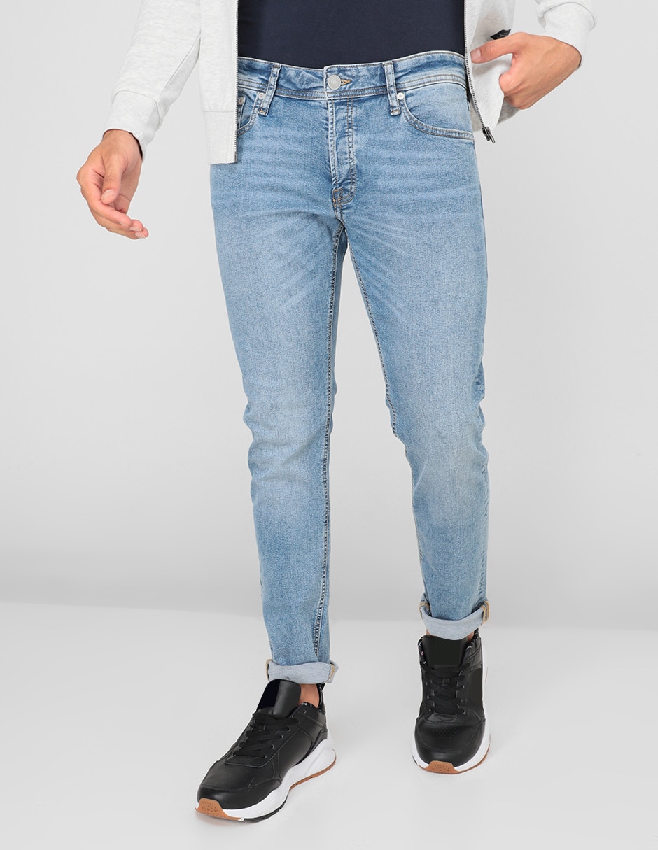 Jeans slim lavado claro para hombre 1