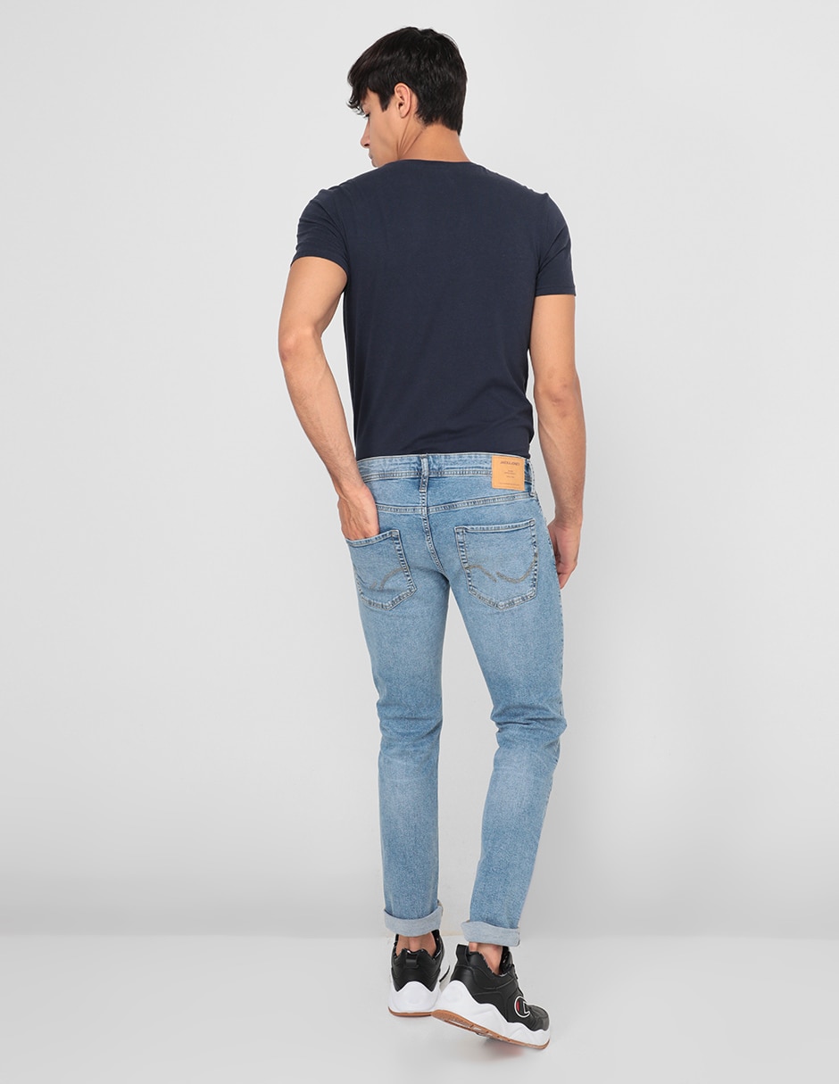 Jeans slim lavado claro para hombre 5