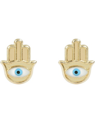 Broqueles de mano de oro amarillo 14 K con acabado liso zirconia 1