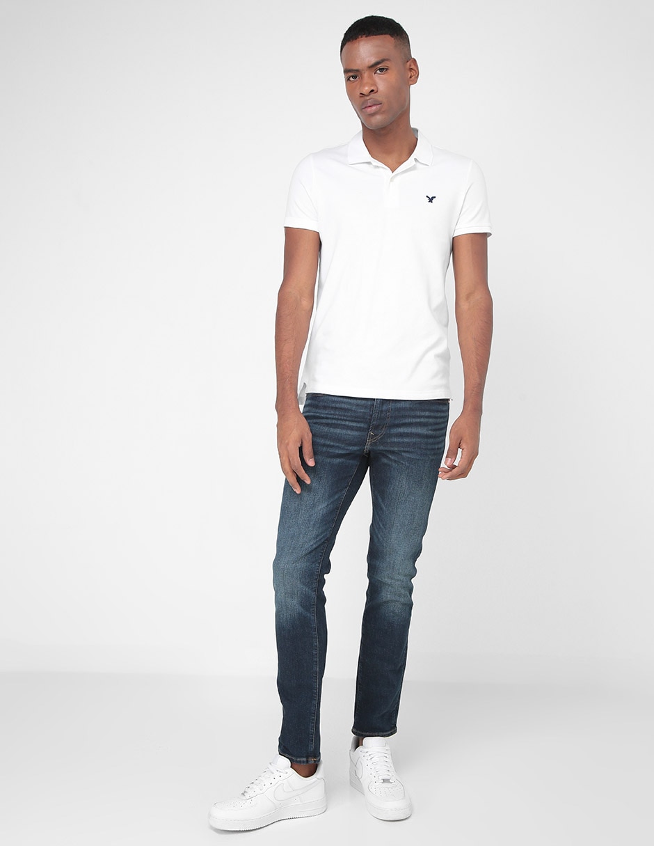 Jeans slim lavado stone wash para hombre 6