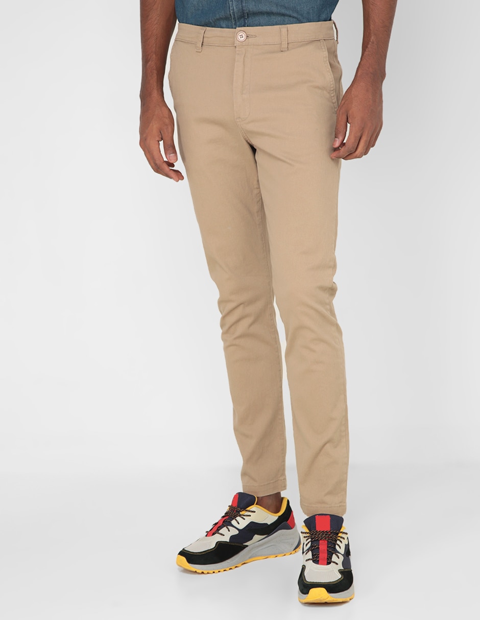 Pantalón casual chino slim de algodón para hombre