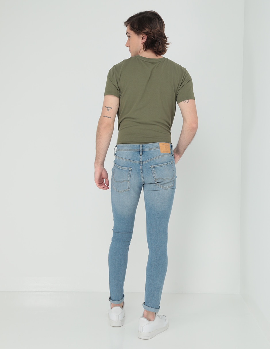 Jeans skinny lavado claro para hombre 5