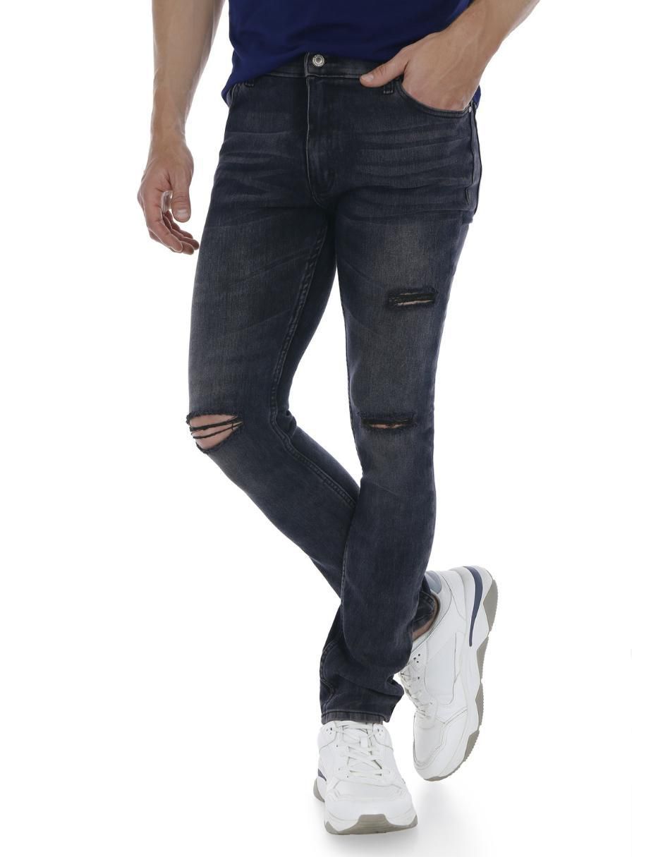 Jeans slim lavado desgastado para hombre 1