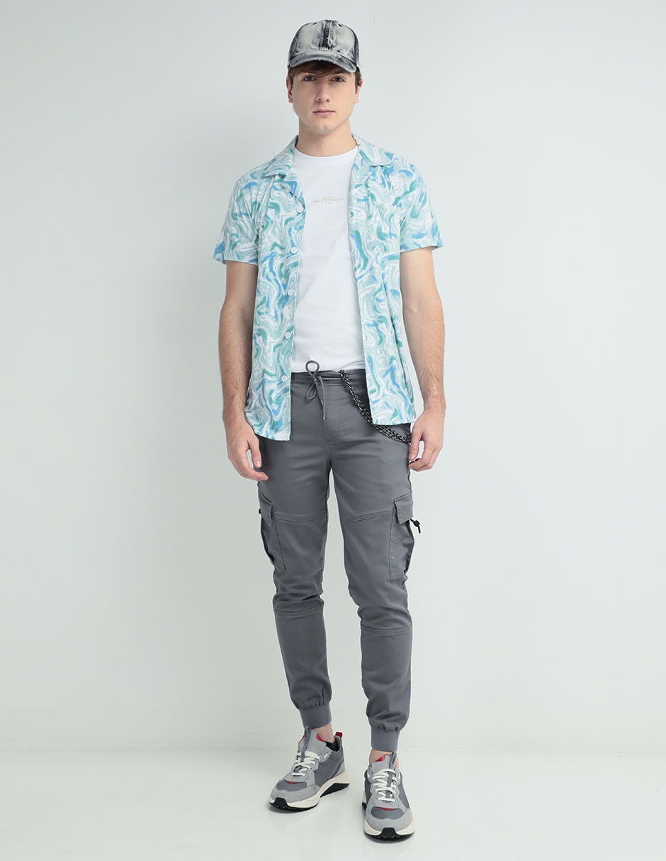 Camisa casual de algodón manga corta para hombre 6
