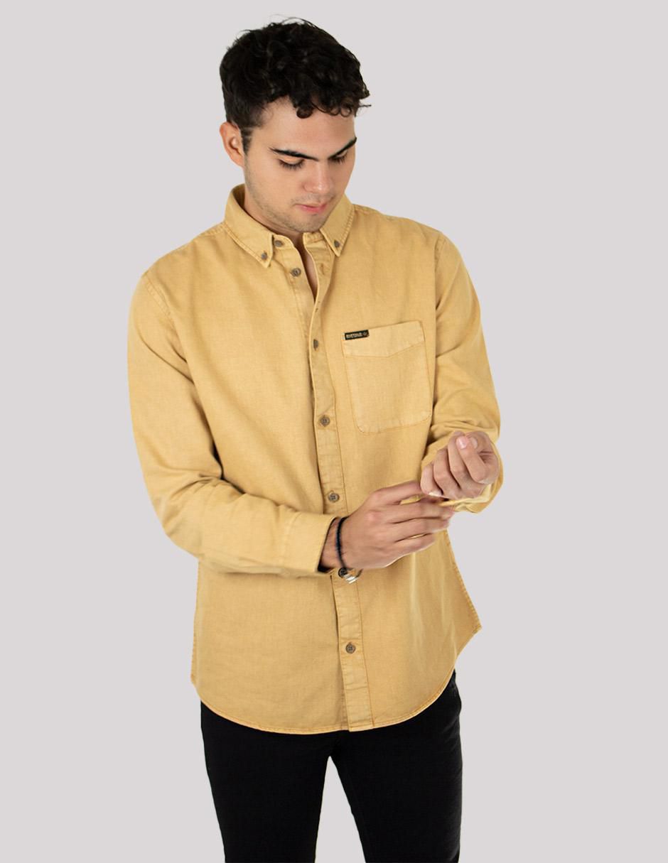 Camisa casual de algodón manga larga para hombre