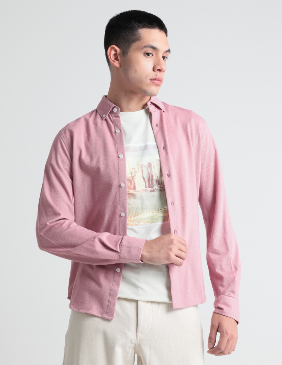 Camisa casual manga larga para hombre