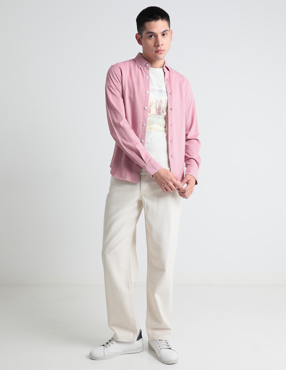 Camisa casual manga larga para hombre