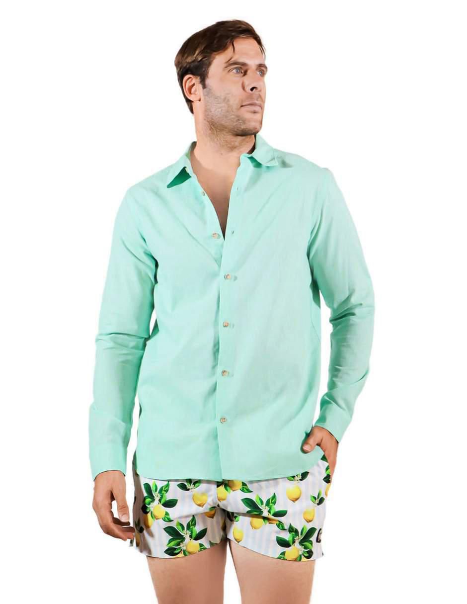 Camisa playa manga larga para hombre