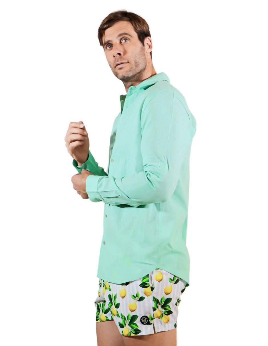 Camisa playa manga larga para hombre 5
