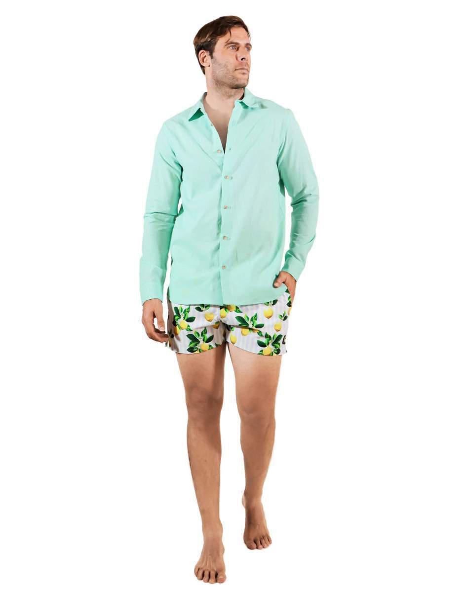 Camisa playa manga larga para hombre