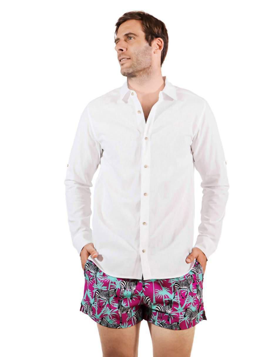 Camisa playa manga larga para hombre