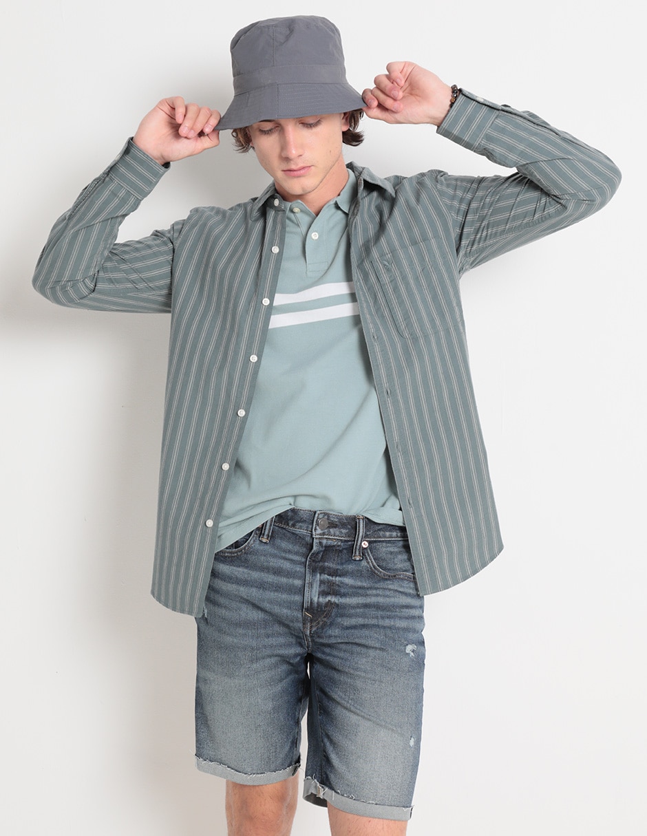 Camisa casual de algodón manga larga para hombre