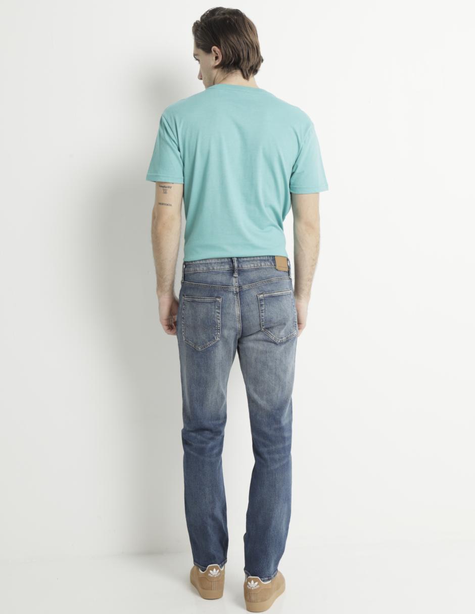 Jeans straight lavado stone wash para hombre
