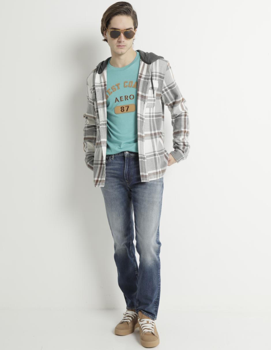 Jeans straight lavado stone wash para hombre
