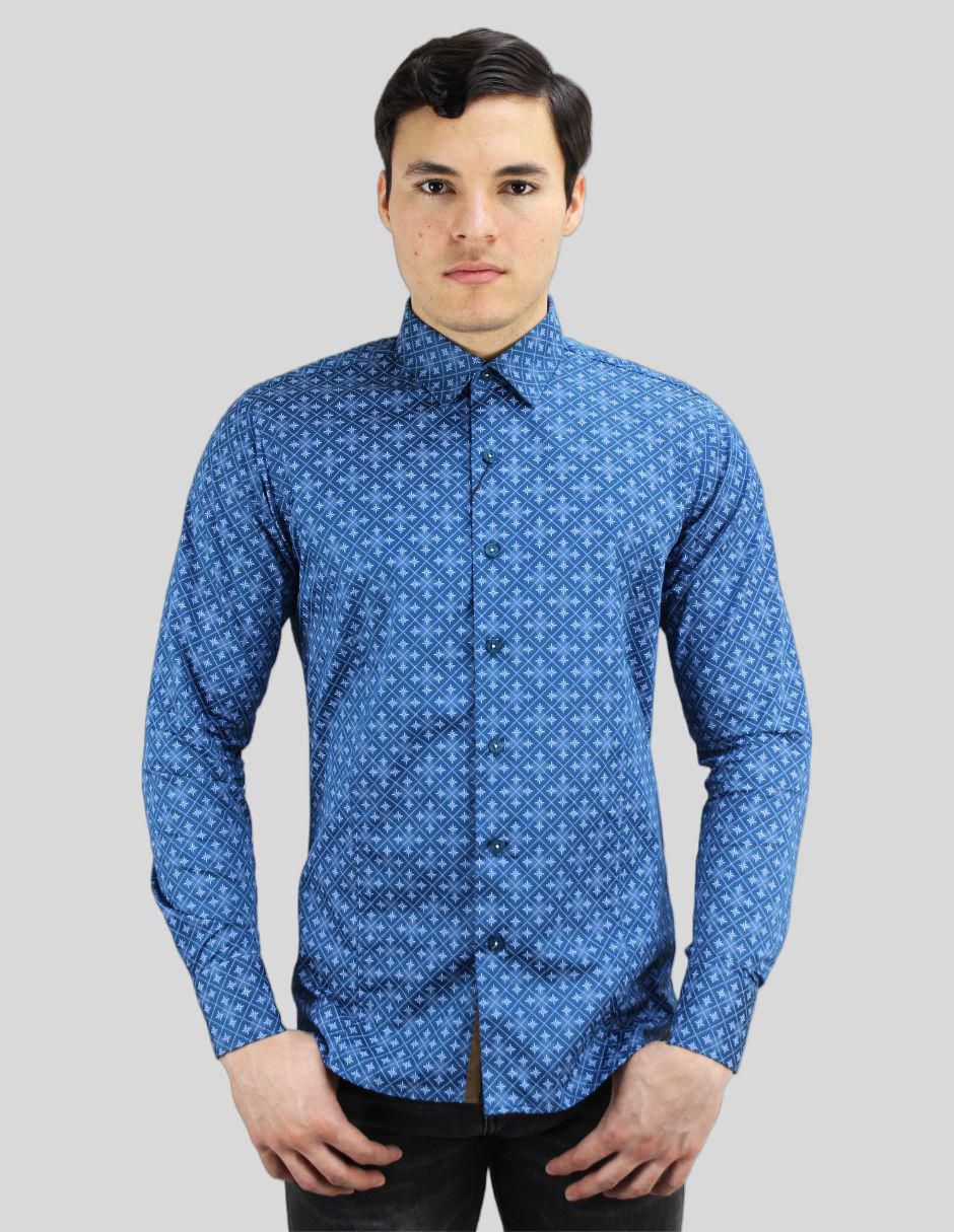 Camisa formal de algodón manga larga para hombre
