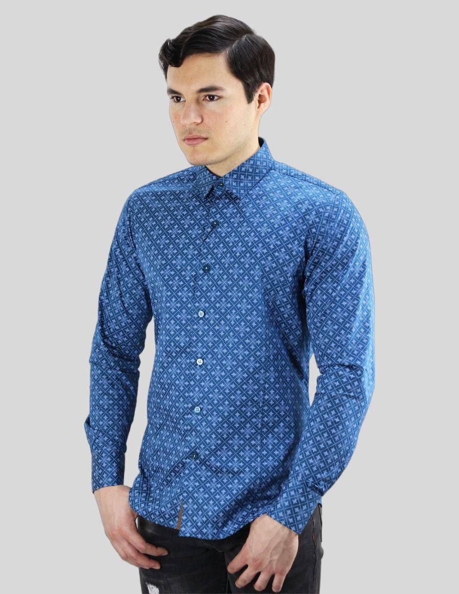 Camisa formal de algodón manga larga para hombre