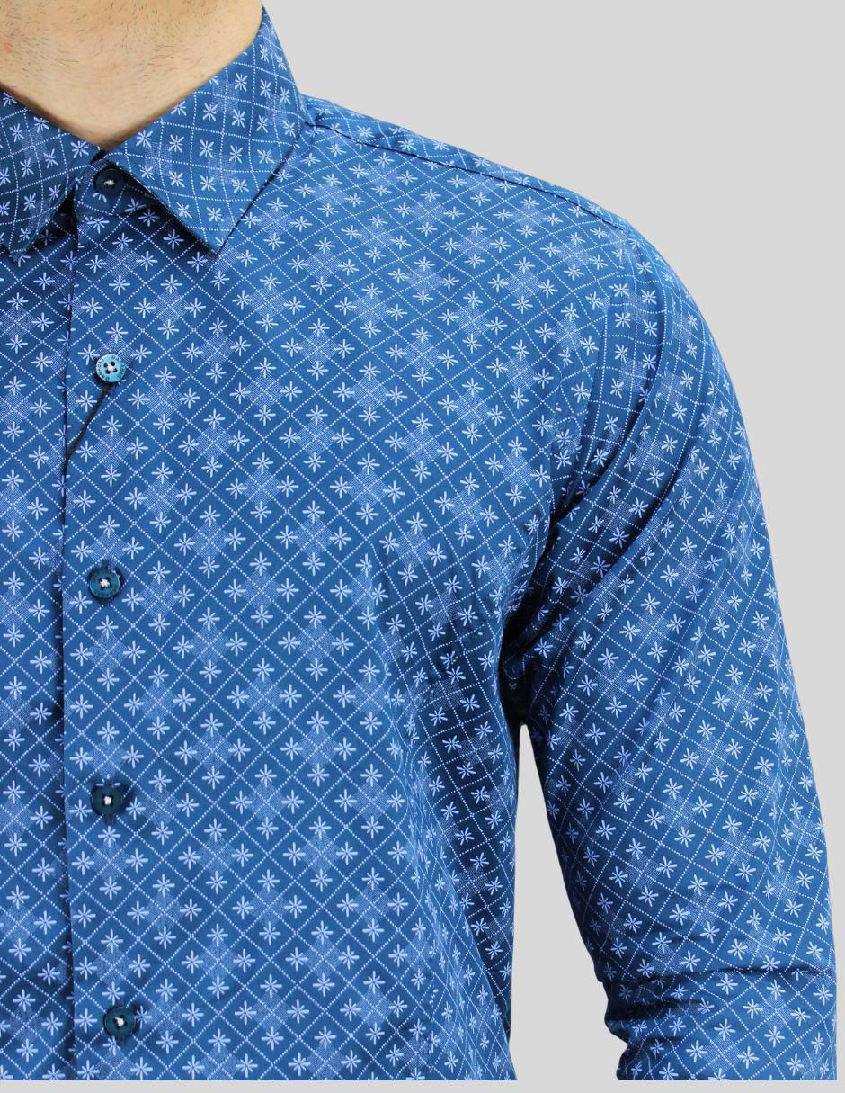 Camisa formal de algodón manga larga para hombre