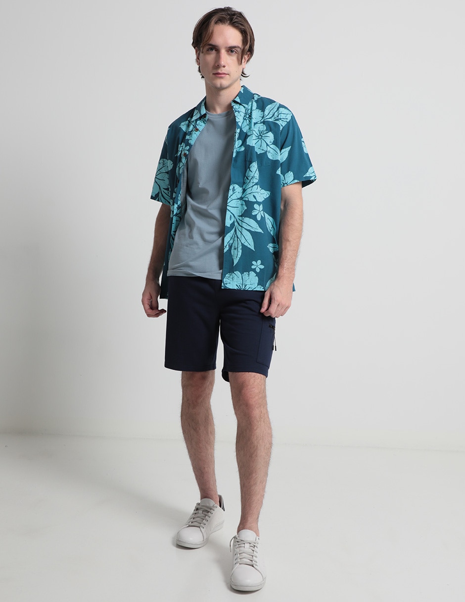 Camisa playa Quiksilver de algodón manga corta para hombre