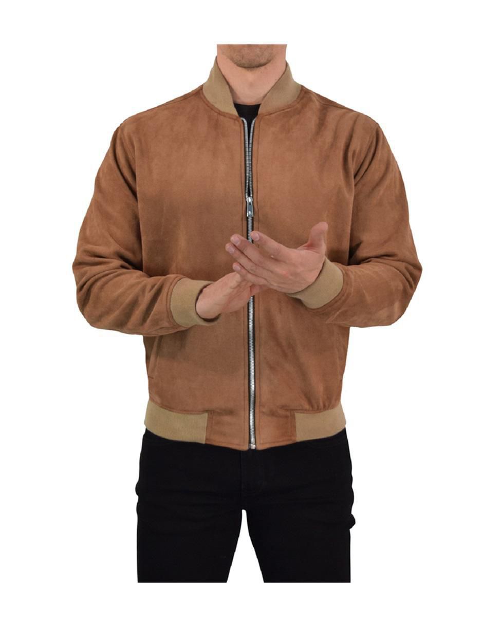Chamarra casual Suede Bomber con bolsillos para hombre 4