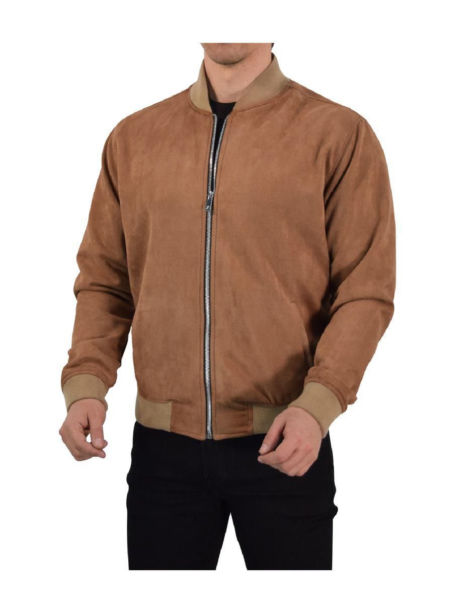 Chamarra casual Suede Bomber con bolsillos para hombre 5