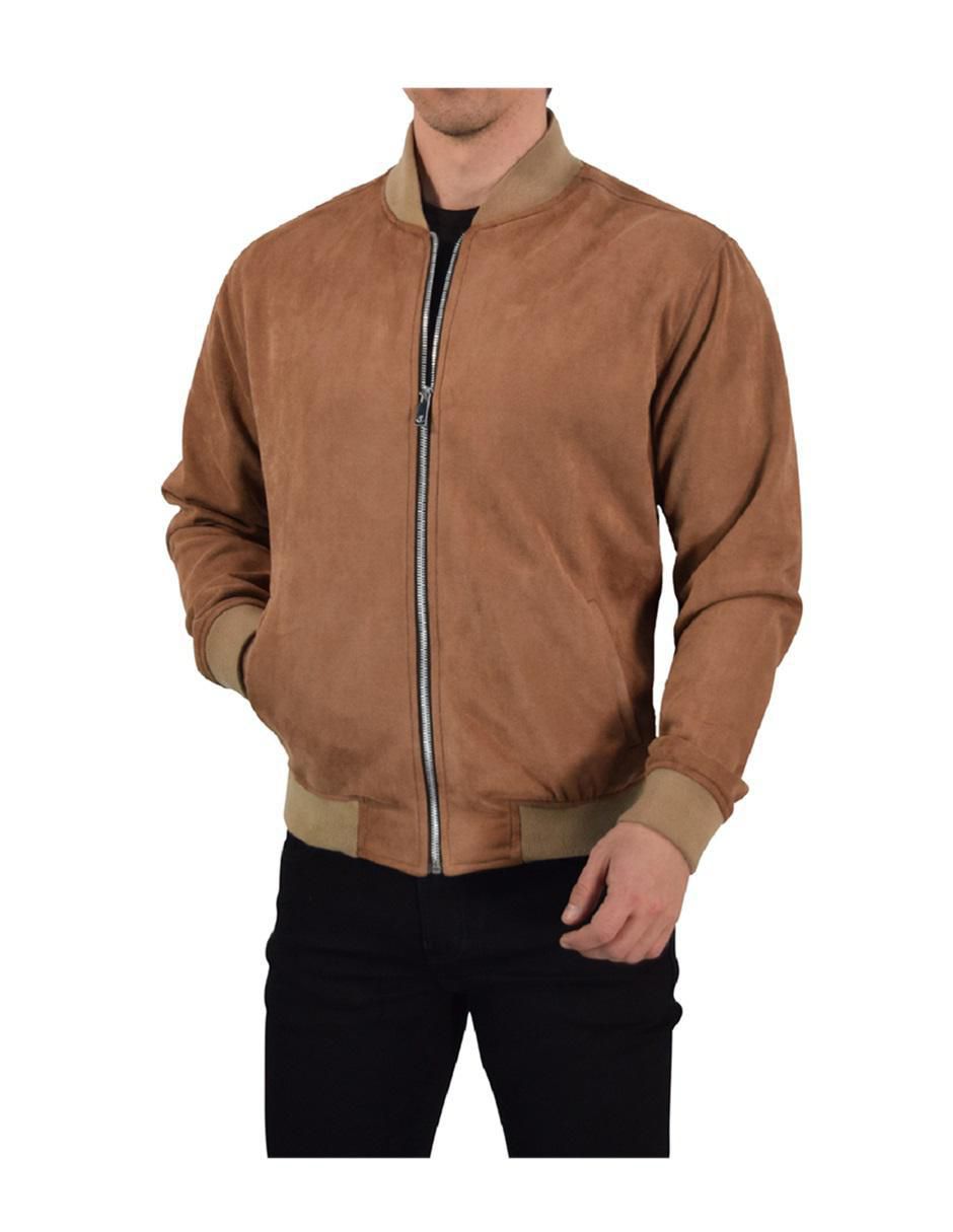 Chamarra casual Suede Bomber con bolsillos para hombre 7