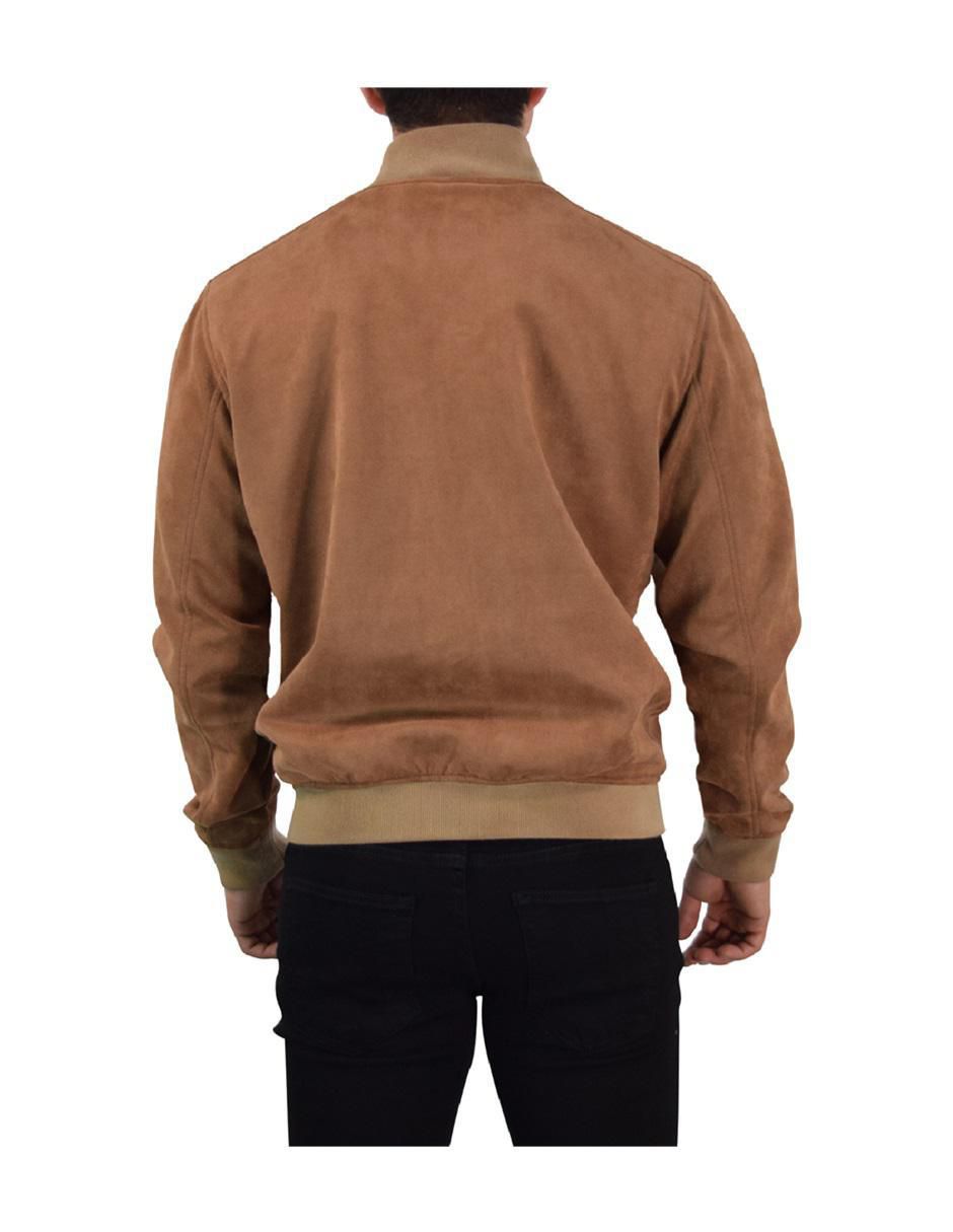 Chamarra casual Suede Bomber con bolsillos para hombre 8