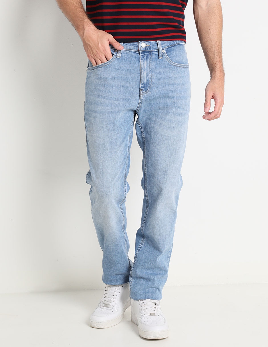 Jeans slim lavado claro para hombre