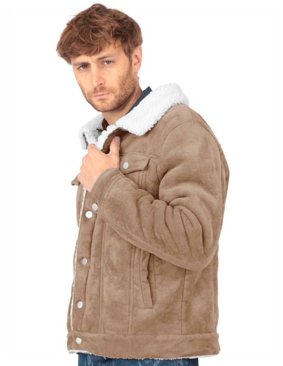 Chamarra casual de gamuza con bolsillos para hombre 2