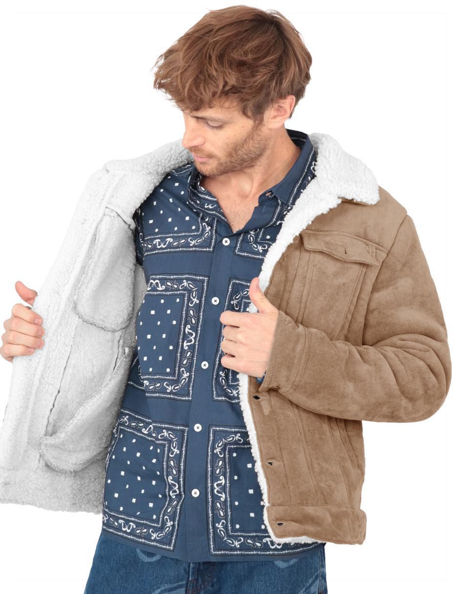 Chamarra casual de gamuza con bolsillos para hombre 3