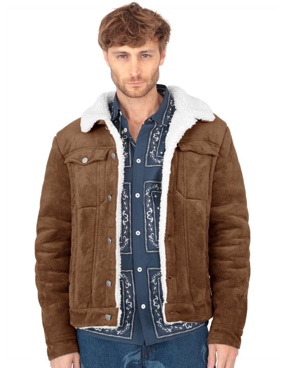Chamarra casual Roosevelt de gamuza con bolsillos para hombre