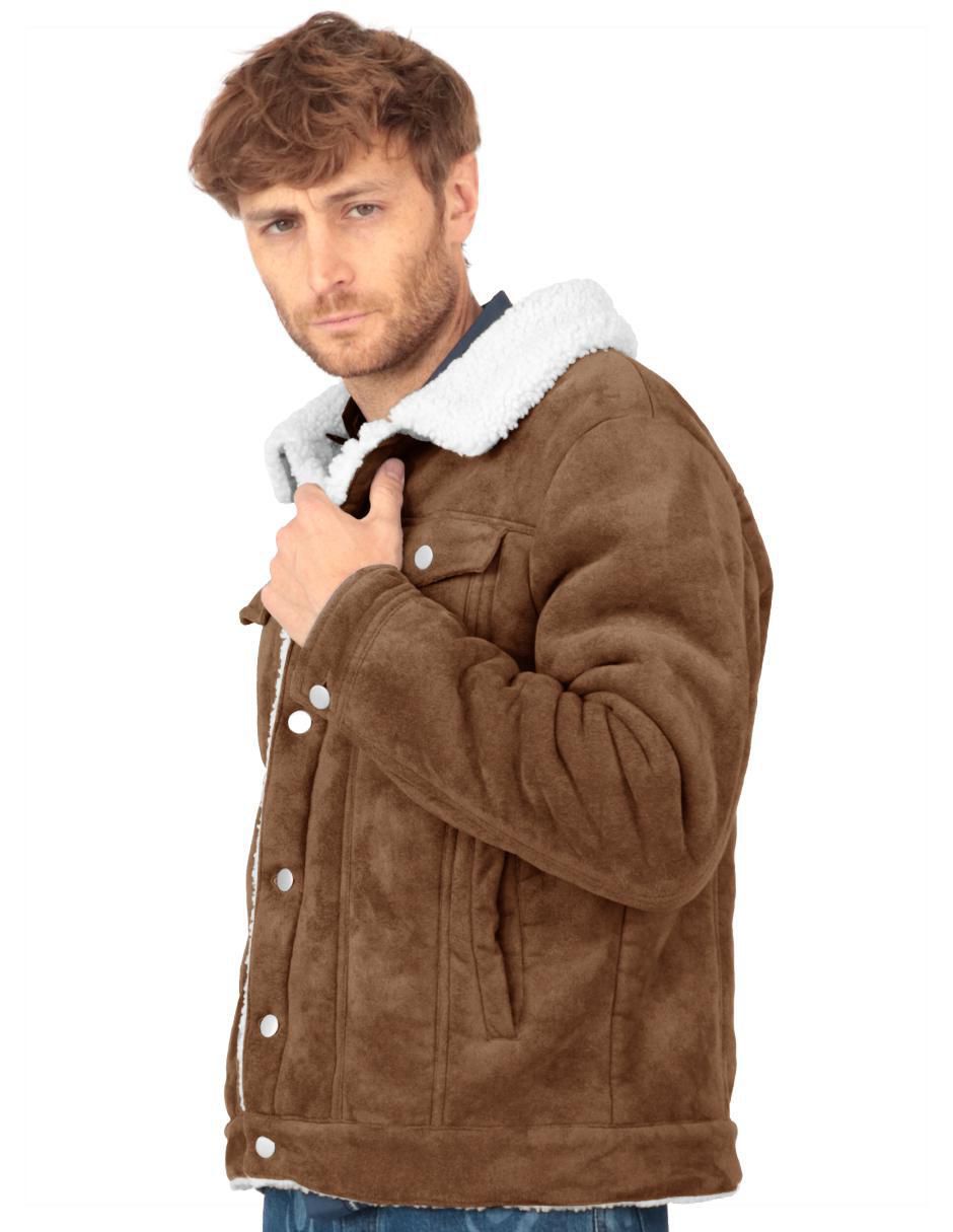 Chamarra casual Roosevelt de gamuza con bolsillos para hombre