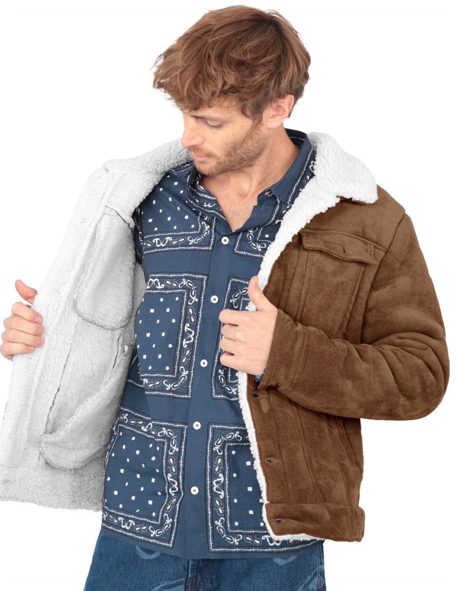 Chamarra casual Roosevelt de gamuza con bolsillos para hombre