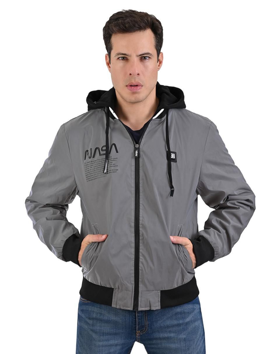 Chamarra bomber con capucha para hombre