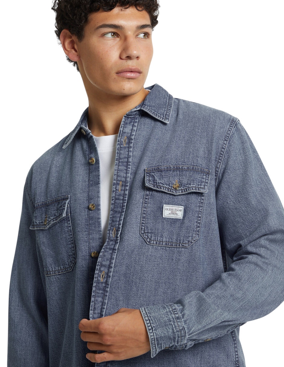 Camisa casual de algodón manga larga para hombre