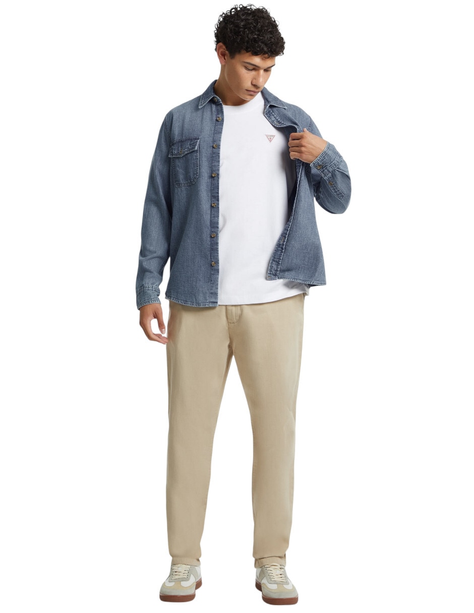Camisa casual de algodón manga larga para hombre