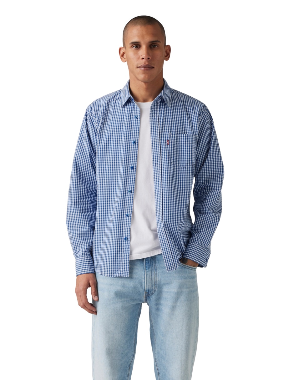 Camisa casual de algodón manga larga para hombre