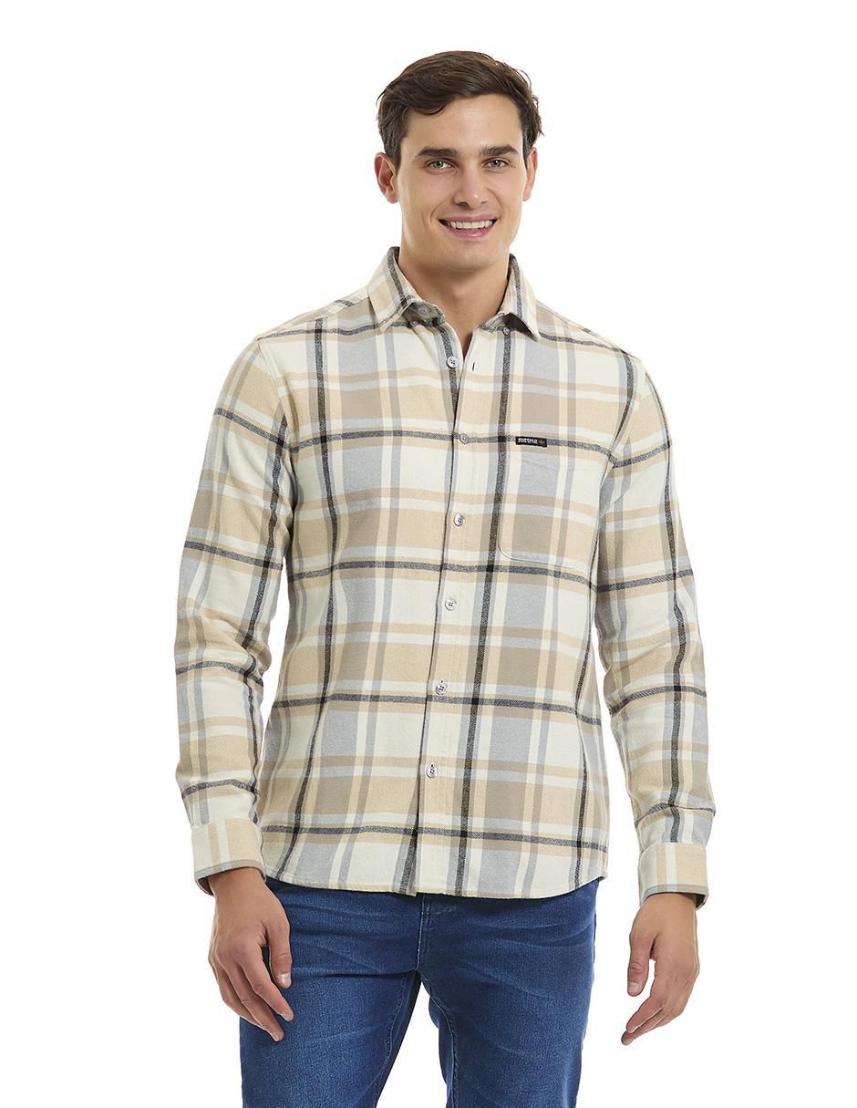 Camisa casual de algodón manga larga para hombre Camisa casual de algodón manga larga para hombre