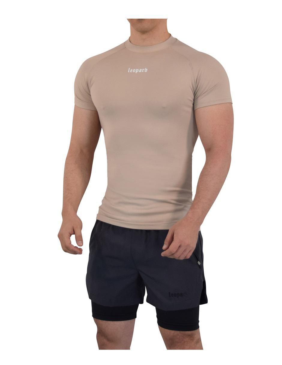 Playera John Leopard Speed Compresion cuello redondo para hombre
