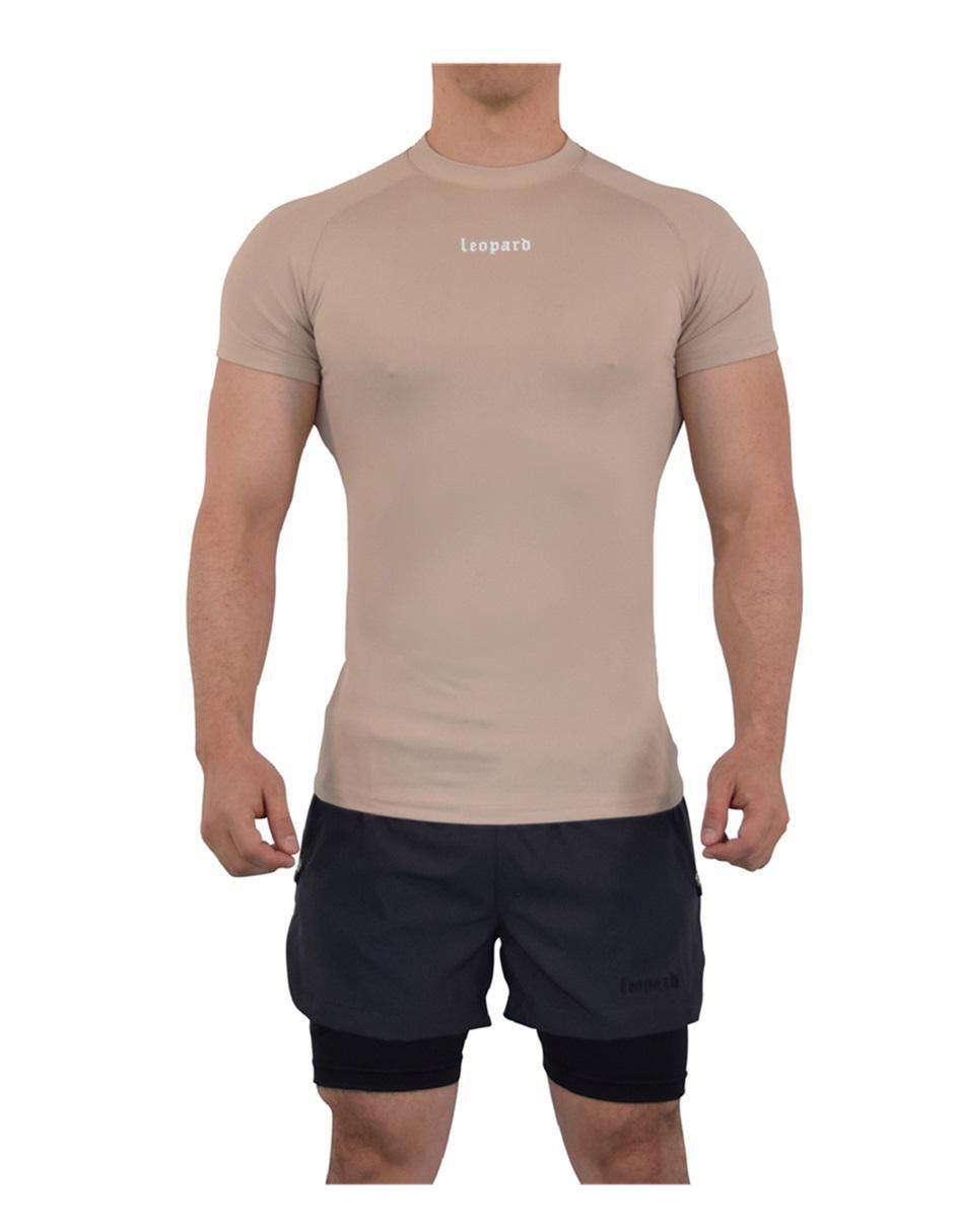 Playera John Leopard Speed Compresion cuello redondo para hombre