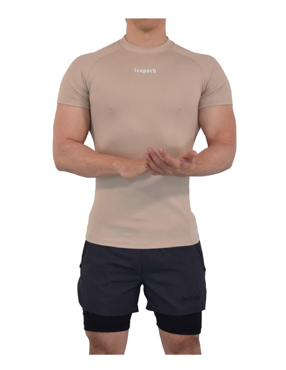 Playera John Leopard Speed Compresion cuello redondo para hombre