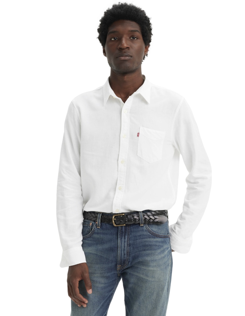 Camisa casual de lino manga larga para hombre Camisa casual de lino manga larga para hombre