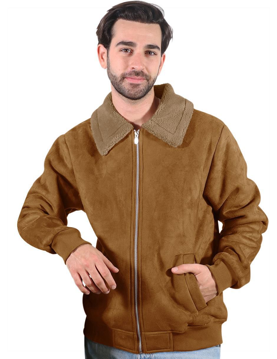Chamarra casual de gamuza con bolsillos para hombre