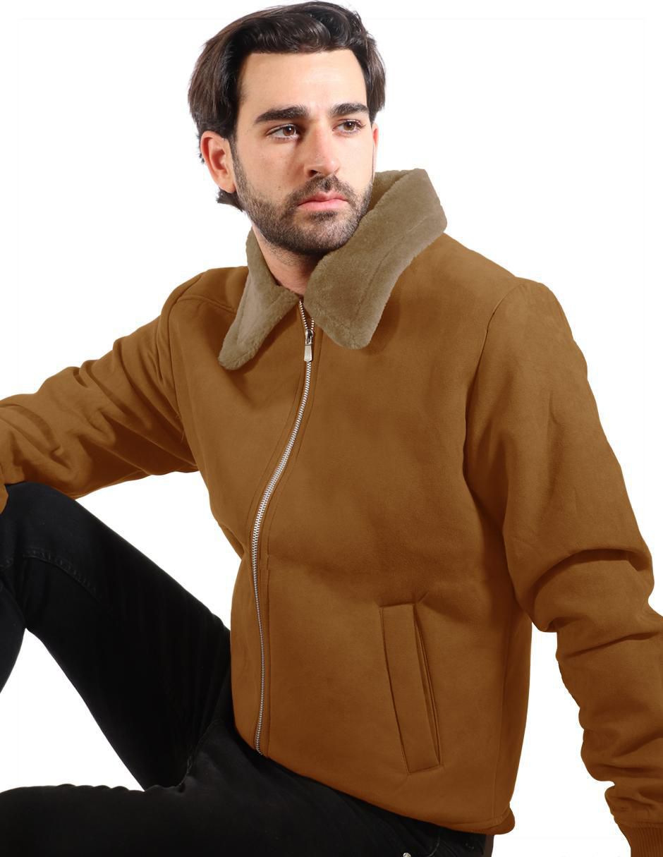 Chamarra casual de gamuza con bolsillos para hombre 2