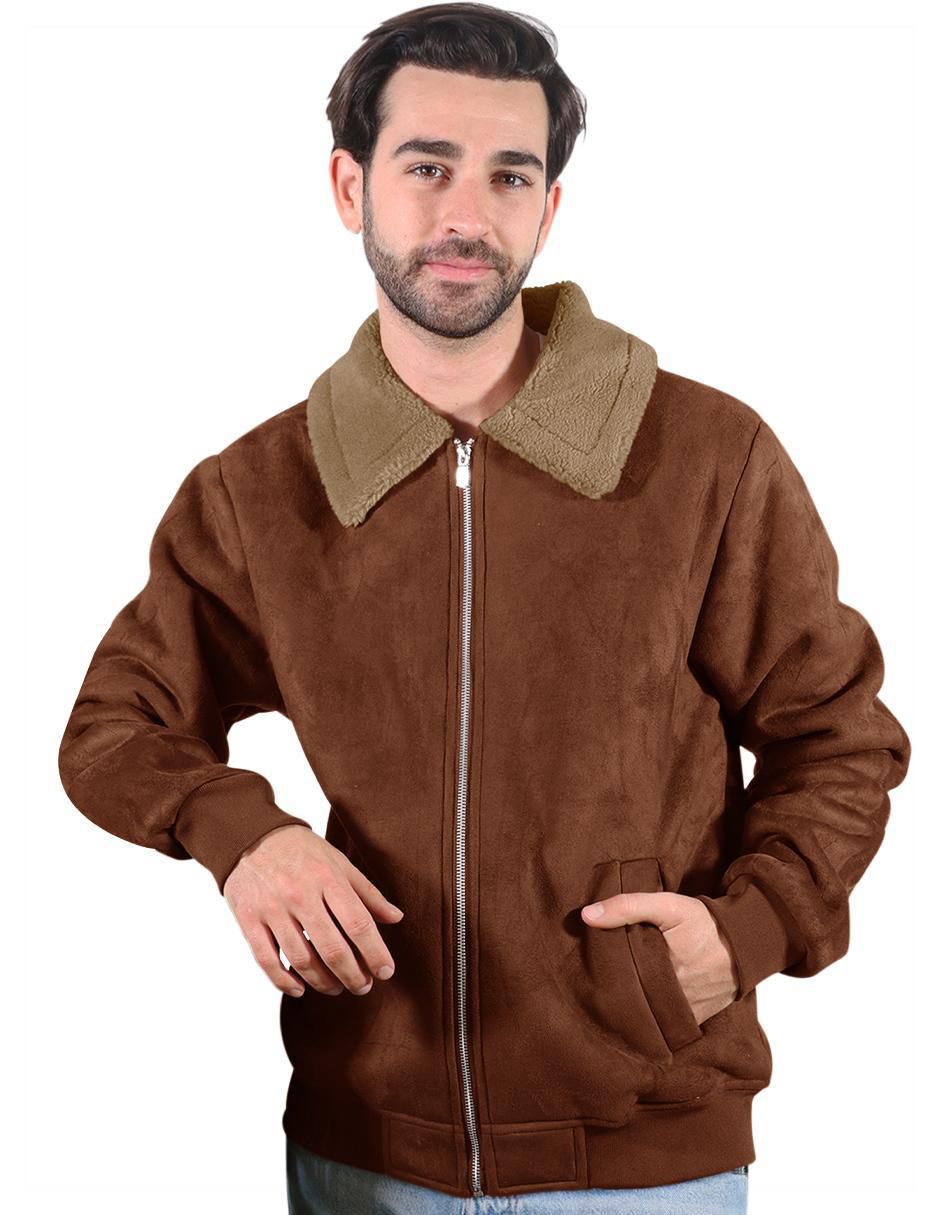 Chamarra casual de gamuza con bolsillos para hombre