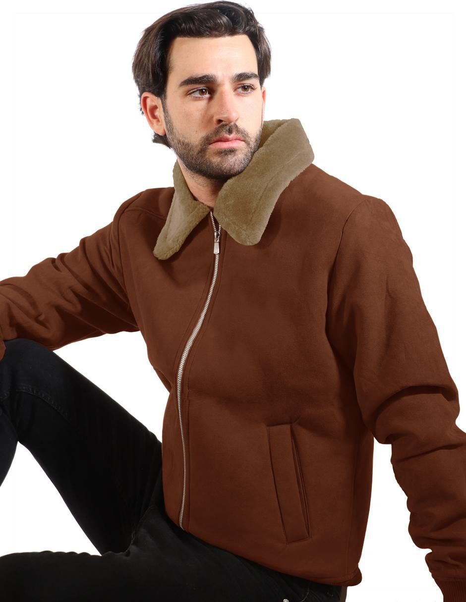 Chamarra casual Roosevelt de gamuza con bolsillos para hombre